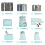 Organizador De Valija Set 9 Piezas Neceser Viaje Avion verde verde