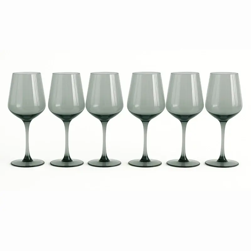 Set X6 Copas De Vidrio Fume Traslucido 410ml Premium