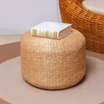 Puff Decorativo Nórdico De Mimbre Redondo 43x30cm