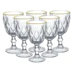 Copa De Cristal Con Borde Dorado 340ml - Set X6 Unid. 