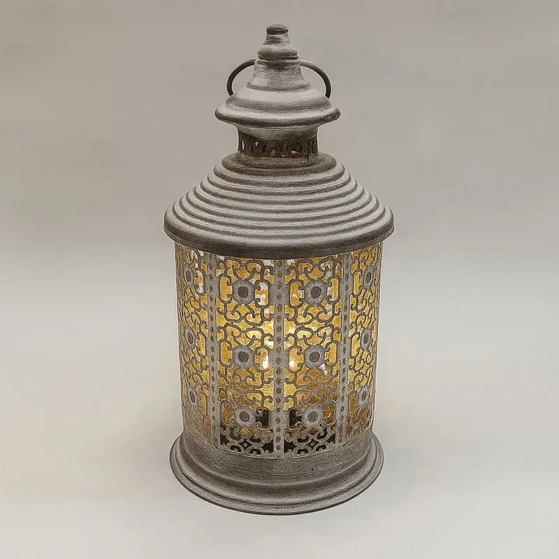 Farol Con Fanal Hierro Con Led Color Beige Moderno