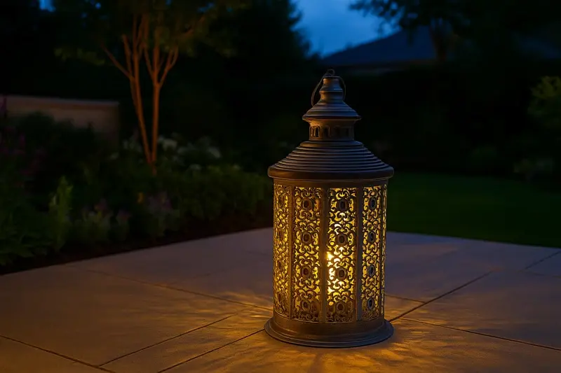Farol Con Fanal Hierro Con Led Color Beige Moderno