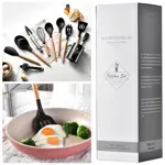 Set de Utensilios Silicona 12 Piezas Mango Madera Negro