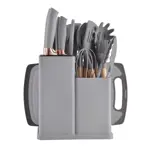 Set De 19 Utensilios De Cocina Mango Madera/silicona Gris