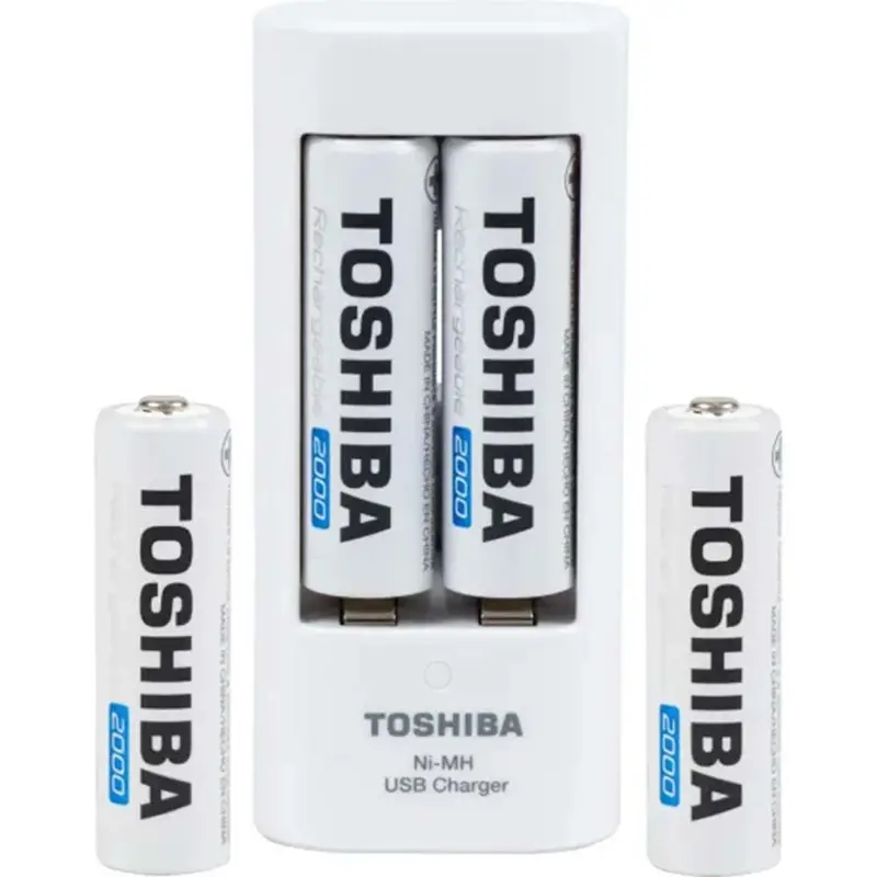 Cargador de Pilas Toshiba TNHC 6GME4 CB USB +4 Pilas AA Ni MH 2000mAh