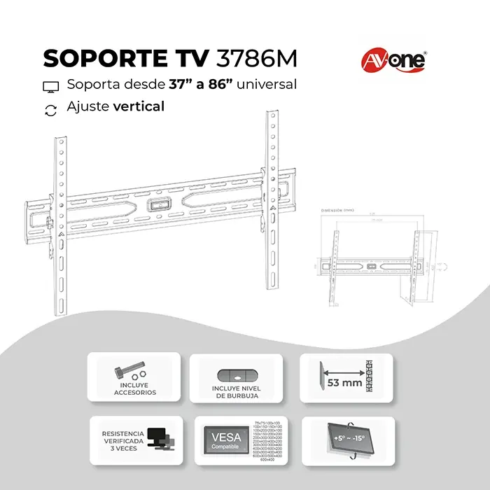 SOP 3786M LED 37A86 UNIV AJUS VERT AV ONE