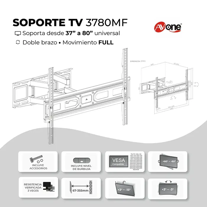 SOP 3780MF LED 37A86 UNIV MOV H/V AV ONE