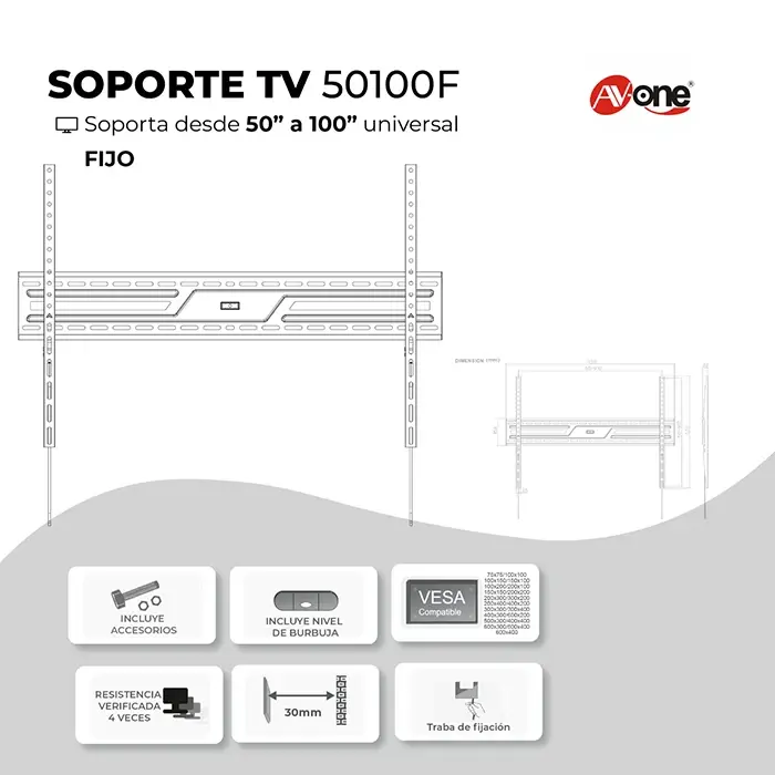 SOP 50100F LED 50A100 UNIV FIJO H/75KG AV ONE