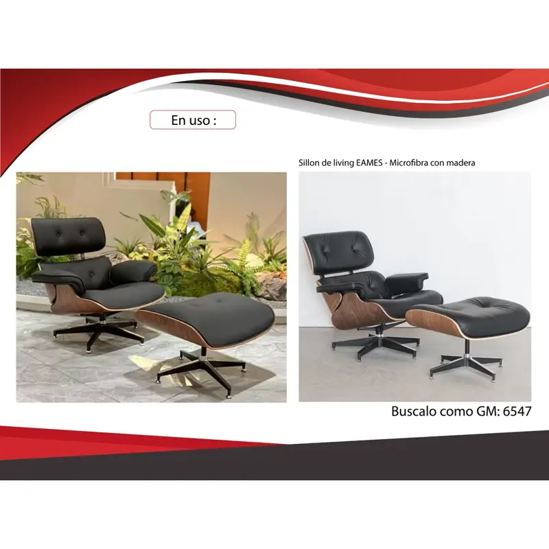 Sillon Eames Miller Reclinable Microfibra Apoyapiés Oficina