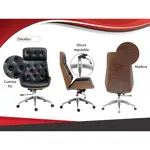 Silla de Oficina Premium Sillon Gerencial Madera Capitone negro