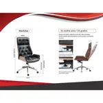 Silla de Oficina Premium Sillon Gerencial Madera Capitone negro