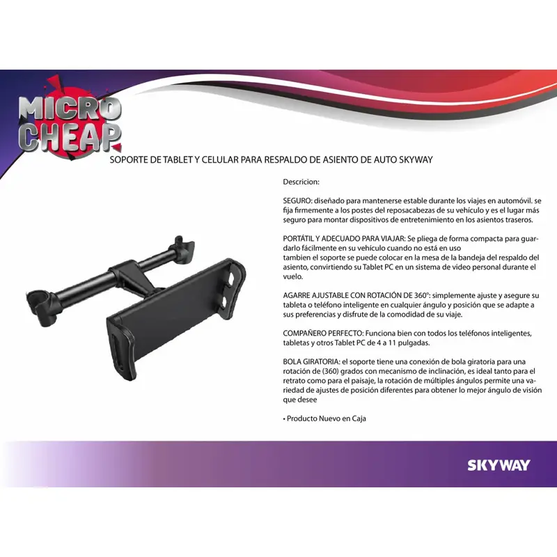 Soporte Auto Universal Apoya Cabezas Asiento Celular Tablet