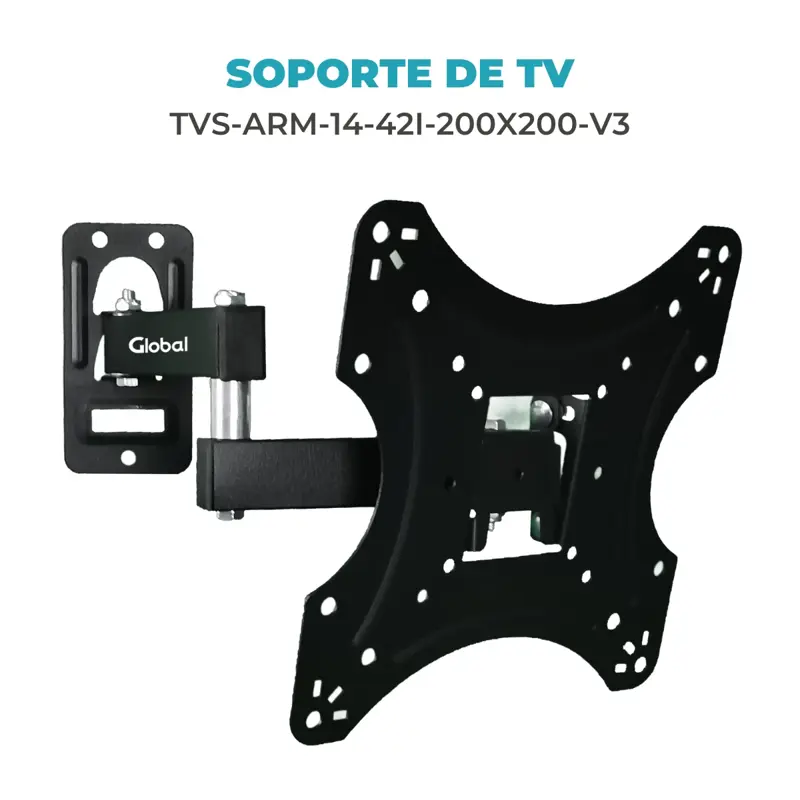 Soporte TV Pared Brazo Móvil Simple Largo 14 a 42 Pulgadas VESA 200x200 25kg Global
