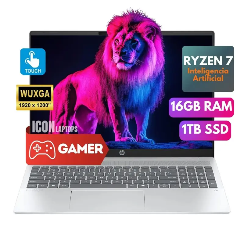 Hp Omnibook Ryzen 7 AI 350 16gb 1TB SSD Notebook GAMER TOUCH WUXGA