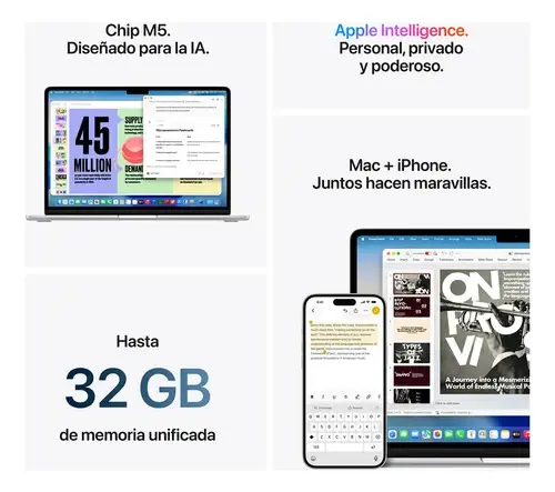 Macbook Air 13 M5 10 Core Gpu 10 Core 24gb Ram 1tb Ssd Plateado