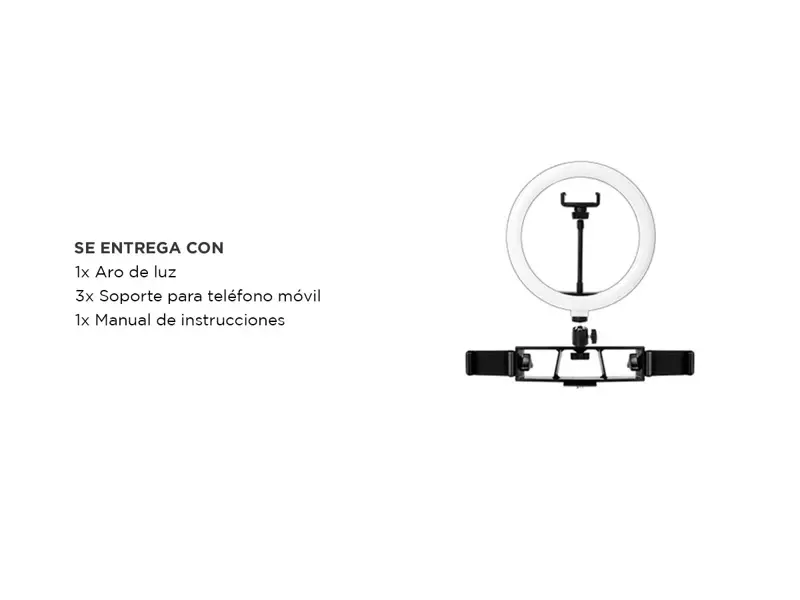 Aro de Luz Gadnic con Soporte para 3 Dispositivos