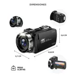 Cámara Filmadora 4K Gadnic Con Micrófono Y Estabilizador Pantalla Abatible IPS 3"