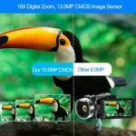 Cámara de vídeo lovpo 4K, 48 MP, Ultra HD, WiFi, vlogging, zoom 18X