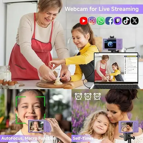 Camara Digital Smartklik Dc06 Fhd 4k 44mp Tarjeta Sd 64gb Purple