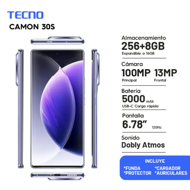 Tecno Camon 30s 256 + 8gb Nebula Violet