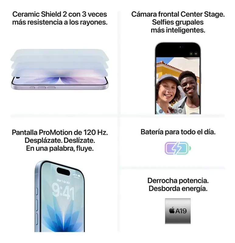 iPhone 17 256GB Chip A19 Pantalla 6.3 OLED 48MP Nuevo