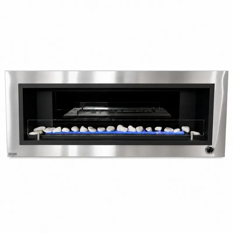 Chimenea moderna Calden Paris TB colgar 120 cm Acero Inoxidable con Termostato Smart