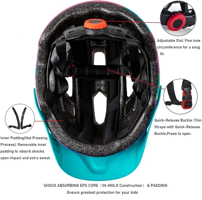 Casco Bicicleta Niños SIFVO Ajustable Ligero Visor 50 57cm