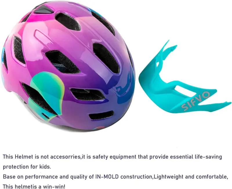 Casco Bicicleta Niños SIFVO Ajustable Ligero Visor 50 57cm