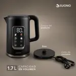 Pava Eléctrica Suono Pantalla Digital Hervidora Mate Café 1.7l