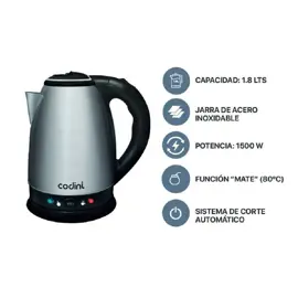 Pava Eléctrica Mate Acero Inox...