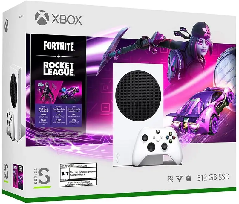 Paquete de consola de juegos Xbox Series S Fortnite y Rocket League