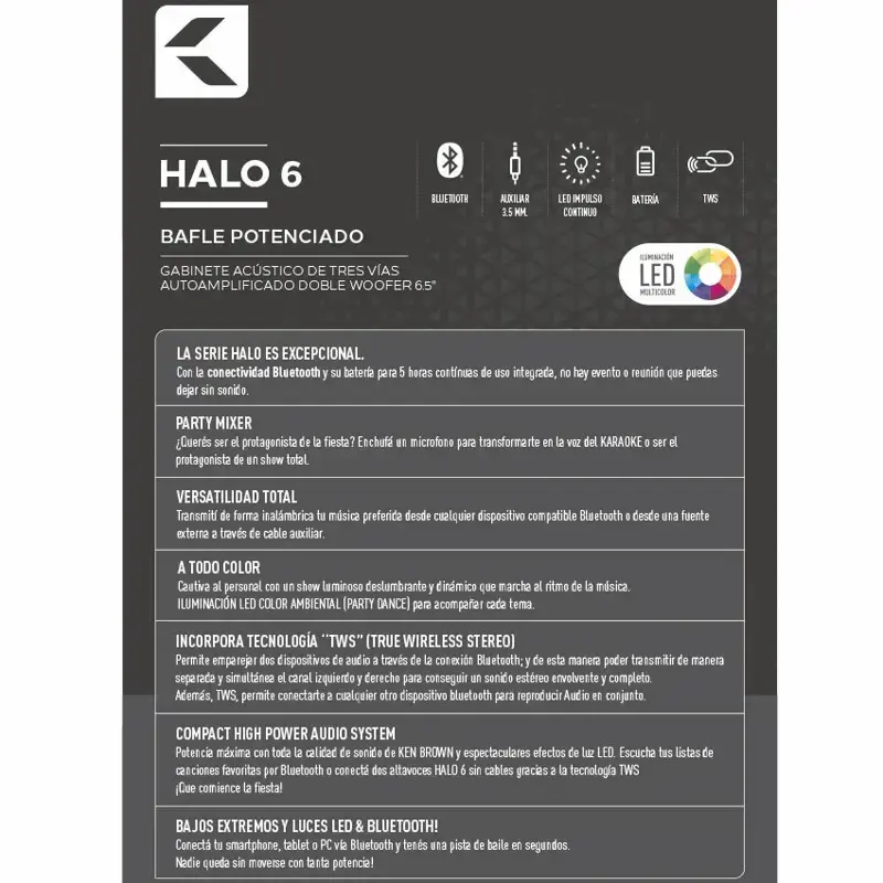 Parlante portátil potenciado Ken Brown Halo 6