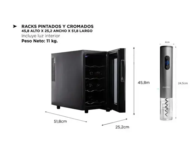 Cava De Vino Coolfroz WCTE0008 8 Botellas + Sacacorchos Automático Gadnic