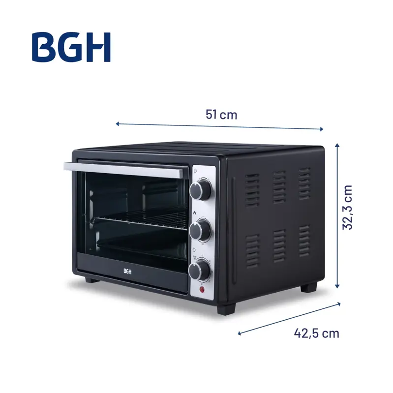 Horno Eléctrico BGH Mecánico con Antiadherente Negro 40L