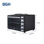 Horno Eléctrico BGH Mecánico con Anafe Antiadherente Negro 64L