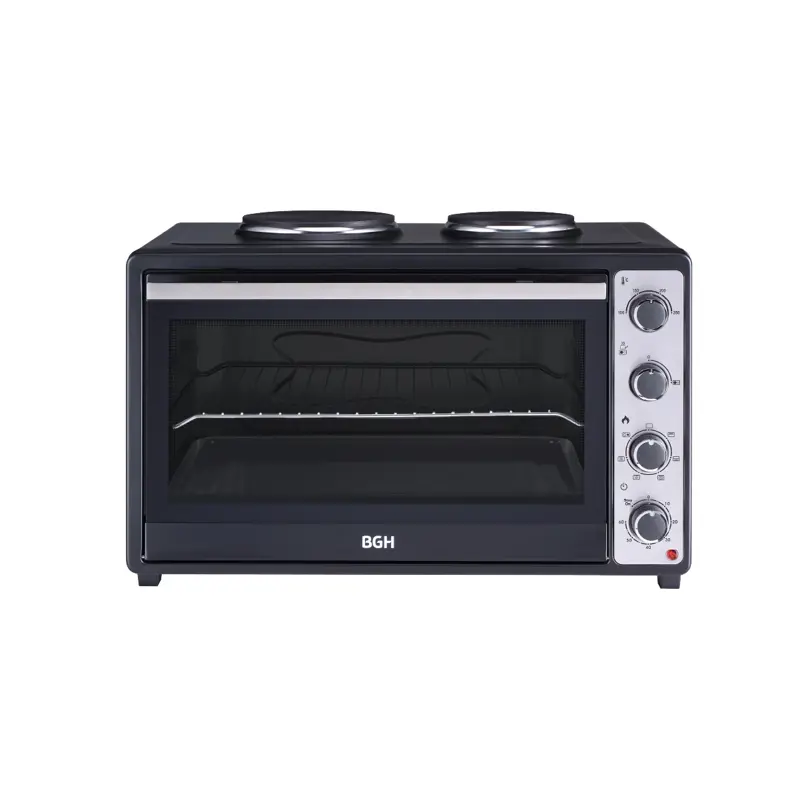 Horno Eléctrico BGH Mecánico con Anafe Antiadherente Negro 64L