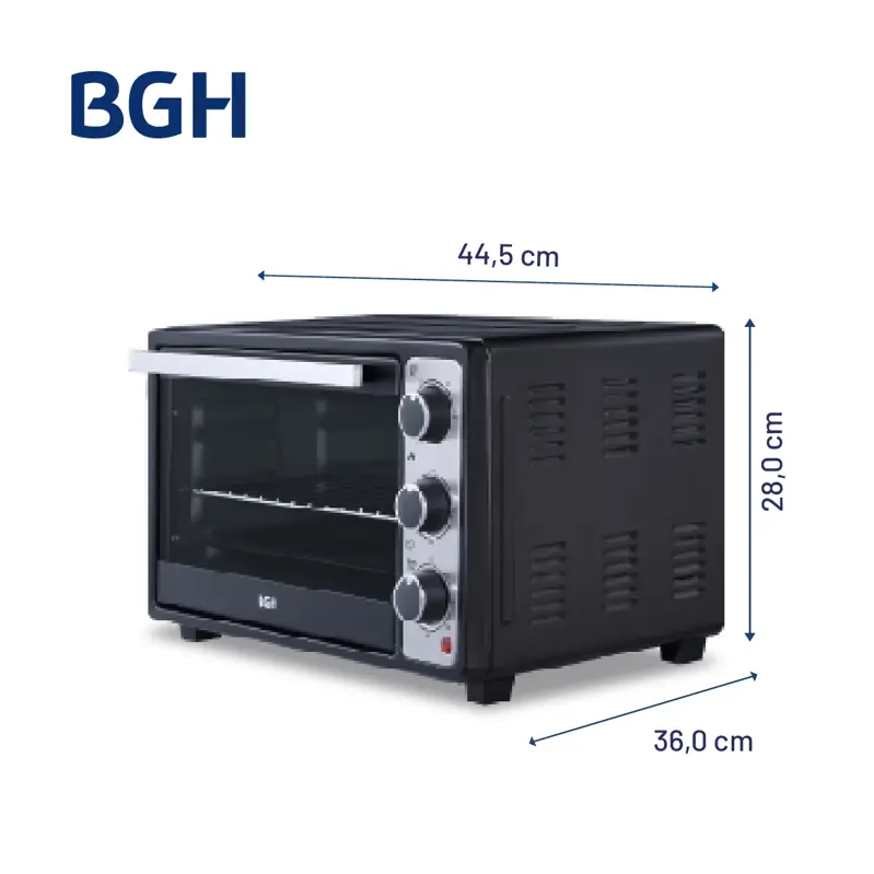 Horno Eléctrico BGH Mecánico con Antiadherente Negro 25L