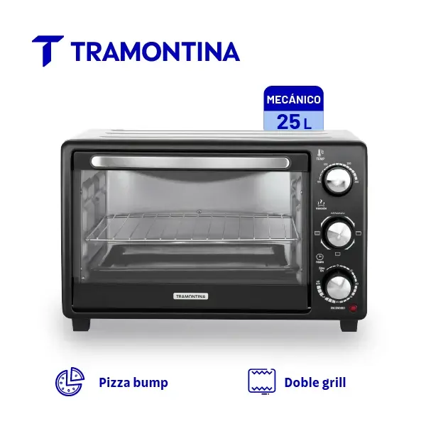Horno Eléctrico Tramontina Glass Cook Negro 25L