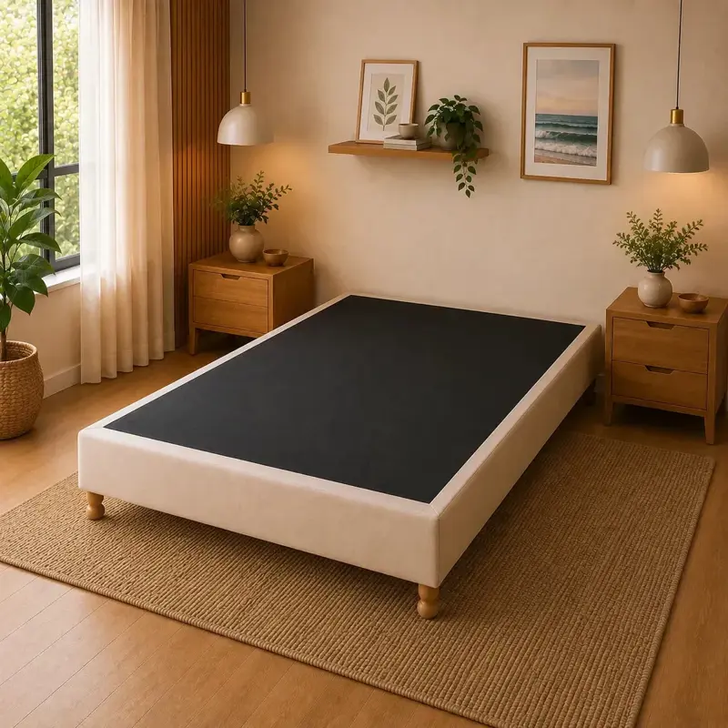 Base Sommier Ecocuero Tiza 2 Plazas 140x190 Patas Madera