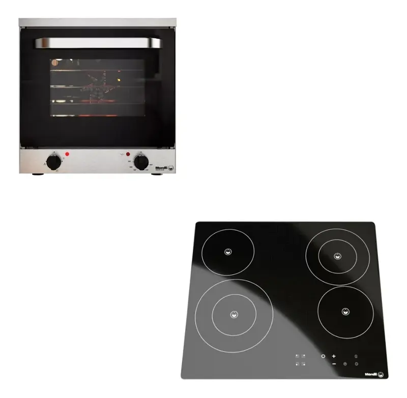 Combo Morelli Horno Electrico Dorato Y Anafe Vetro 4 H