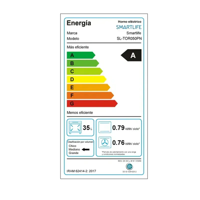 horno eléctrico smartlife conveccion spiedo 50l 6 funciones sl tor050
