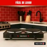 Anafe Electrico Niviko Cocina 2 Hornallas 2000w Negro