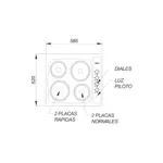Anafe Domec AEXG, eléctrico, 4 hornallas, acero inoxidable