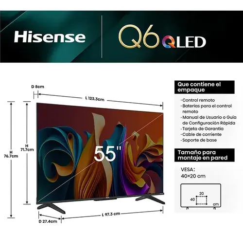 Televisor Hisense Smart TV 55 QLED 4K UHD Q6N