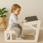 Pizarra Infantil Mesa Pupitre De Dibujo Melamina Con Silla Blanco