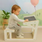 Pizarra Infantil Mesa Pupitre De Dibujo Melamina Con Silla Blanco