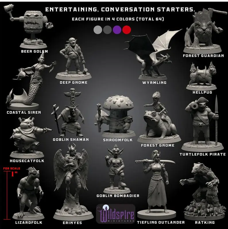 Set De 15 Miniaturas De Spellblades Para DND – Héroes Y NPC De 28-32 Mm, Sin Pintar