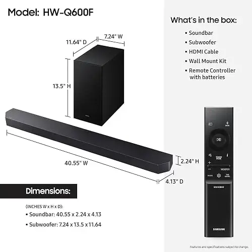 Barra de Sonido Samsung HW Q600F 3.1.2 Canales con