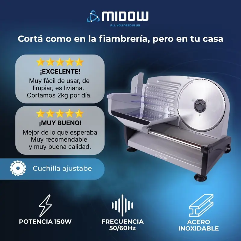 Midow Cortadora Fiambres Y Alimentos Midow | Megatone