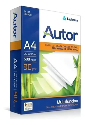 Resma Autor A4 90grs 500 Hojas Blanco Blanco